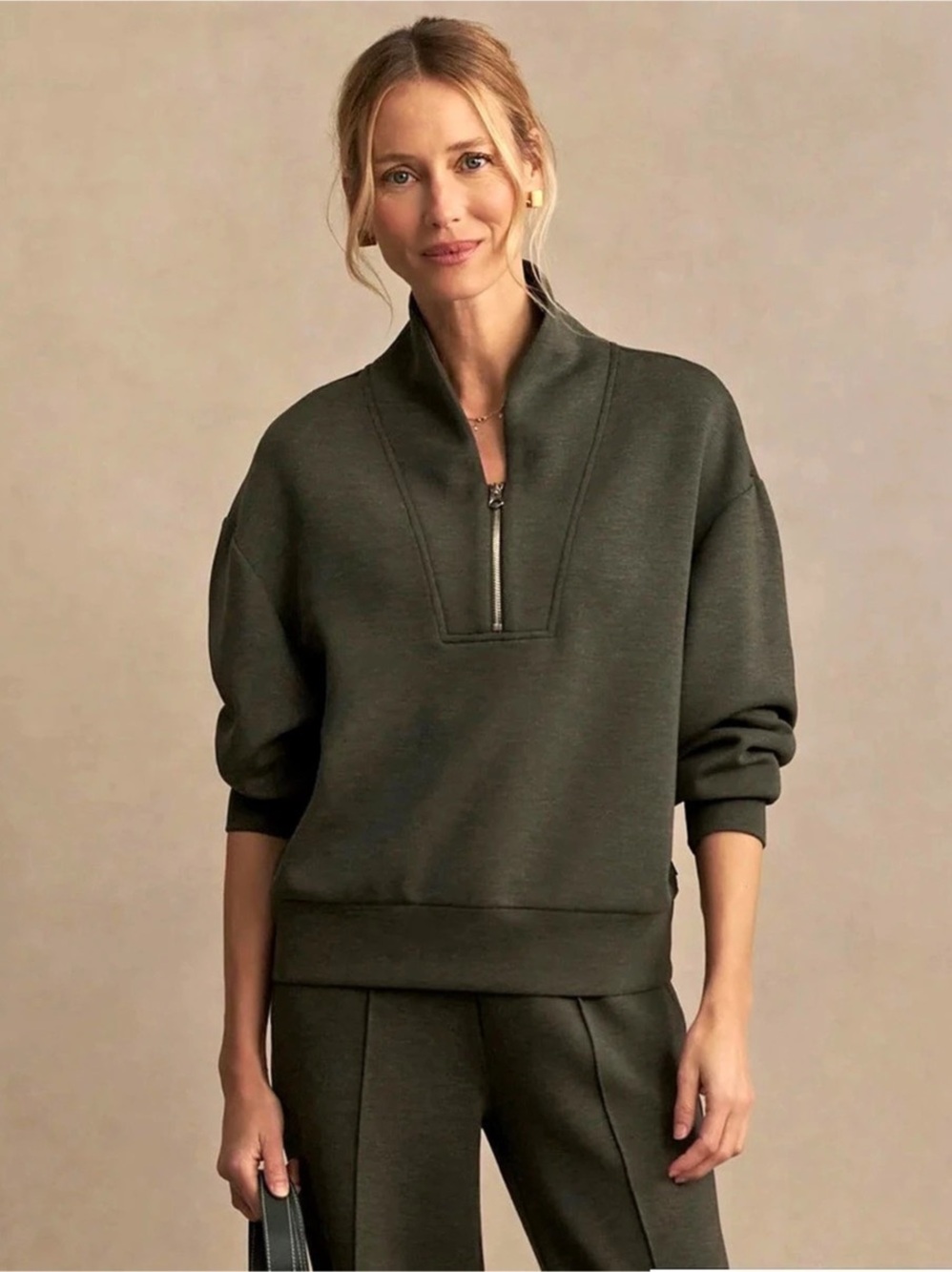 Varley Davidson Sweat Olive Marl Small NWT